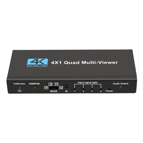 Quad Monitor | TV Screen Adapter | 4K TV Splitter - Quad-View Multi-Screen Switcher, 4x1 Multi-Display Adapter f&uuml;r Gamin, Sicherheits&uuml;berwachung, Konferenzraum, 4-in-1 digitale Multi-View-L&ouml;sung,