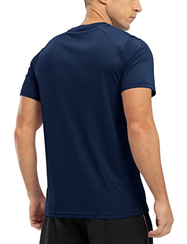 Tbmpoy Men's Workout Shirts Short Sleeve Athletic Dry Fit Moisture Wicking Shirts Running Gym Active Performance T Shirts Navy M #TOP1