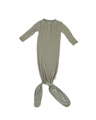 Image of Ultra-Soft Knotted Bamboo Baby Gown, Newborn Long-Sleeve Swaddle Wear for Baby Boy or Girl
