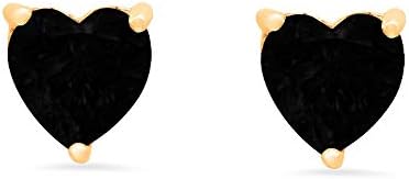 Miniatura 8 de Clara Pucci 1.1ct Corazón Corte Solitario Genuino Ónix Negro Natural Par de Pendientes de Diseñador Sólido 14k Oro Amarillo Mariposa Push Back, Oro