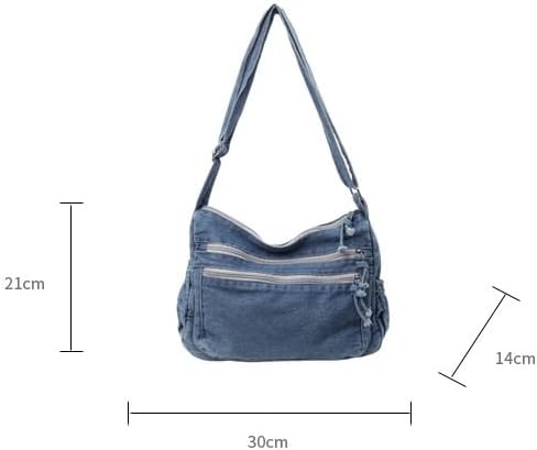 Leather Denim Purses for Women Jean Purse Denim Crossbody Shoulder Bag Tote Handbag Casual Hobo Bag - Image 6