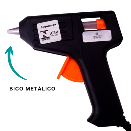 Pistola De Cola Quente Bivolt 10w Com 20 Bastões De Cola