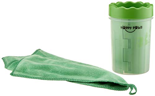 happypaws Dog Paw Cleaner - Dog Paw Washer - Pet Paw Cleaner - 2 in 1 Soft Silicone Pet Feet Washer Cup (Medium) - Dog Foot Washer, Dog Cup, Pet Paw Towel - Premium 2020, Pet Friendly.