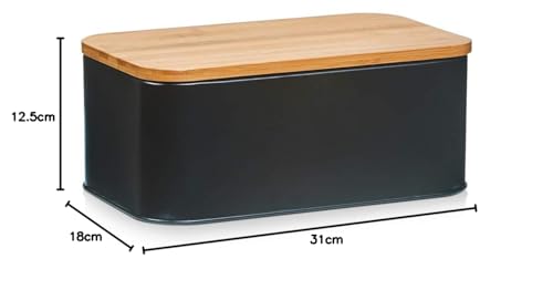 Foto von Zeller 25372 Brotkasten, Metall, schwarz, 31 x 18 x 12.5 cm
