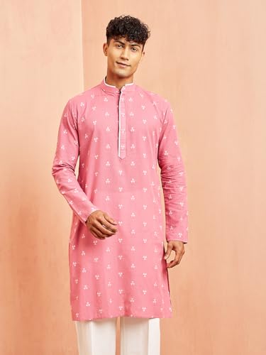 Image of VASTRAMAY Men's Printed Straight Kurta with Mandarin Collar | Ethnic Indian Traditional Kurta for Festive, Wedding & Casual Outfit