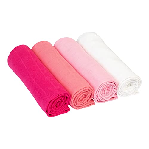 Bornino Mullwindeln pink (4er-Pack) - Moltontücher 80x80cm in Webqualität...
