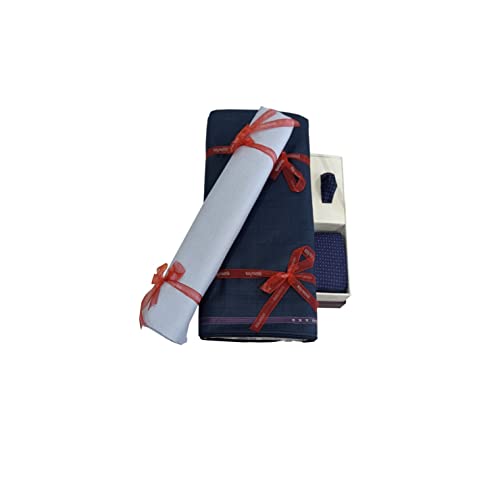 Image of Raymond Men's Unstitched 3.25 Meters Suiting Length Set with Tie, Pocket Square and Shirt Piece (All Weather Fabric,Attractive Box)