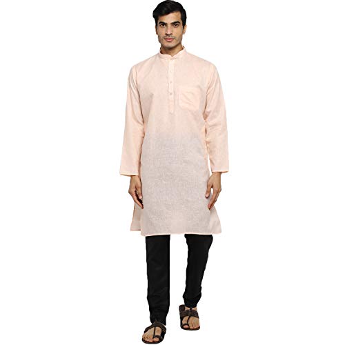 Image of Royal Kurta Men's Cotton Knee long full Sleeve Solid Straight Kurta Pyjama Set