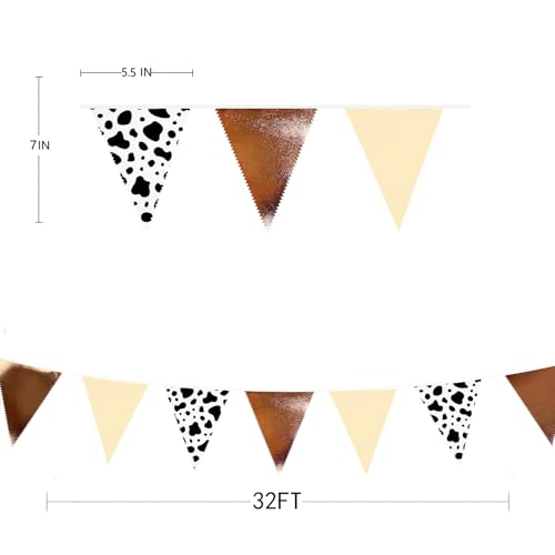 Image of 32Ft Western Party Decorations Western Cowboy Triangle Banner Flag Fabric Pennant Garland Streamer for Cowboys Redeo Birthday Wild West Baby Shower Cowgirls Bachelorette Farm Cow Wild Party Decor