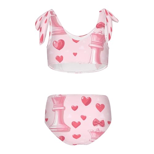 Bow Hearts Chess Coquette Girls Tankini Swimsuit Kids Bikini Sets 2 Pcs Bathing Suit 3T2