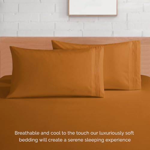 Image of Elegant Comfort 1500 Premier Hotel Quality 4-Piece Bed Sheet Sets, Deep Pockets - Luxurious Wrinkle Free & Fade Resistant, Queen, Bronze