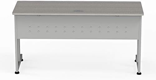 Linea Italia Large Executive Easy to Assemble Metal Desk with Wood Top | Computer Table for Home or Office, 60" x 24", Ash