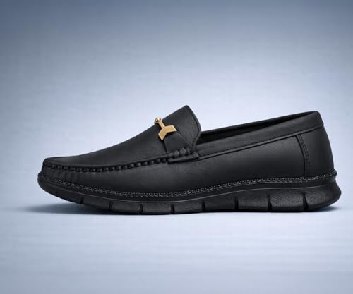 Image of Kraasa Men's Casual Loafers | Synthetic Leather Upper | Comfortable PU Sole | Slip-On Buckle Office, Party Shoes