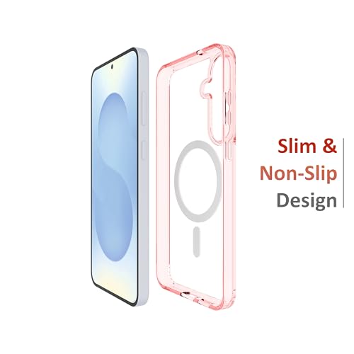 Image of Case for Samsung Galaxy S25 Plus with Mag-Safe, [Anti-Yellowing Technology] [Military Grade Drop Protection] Shockproof Slim Hybrid Phone Case for Samsung Galaxy S25 Plus 5G - Crystal Pink