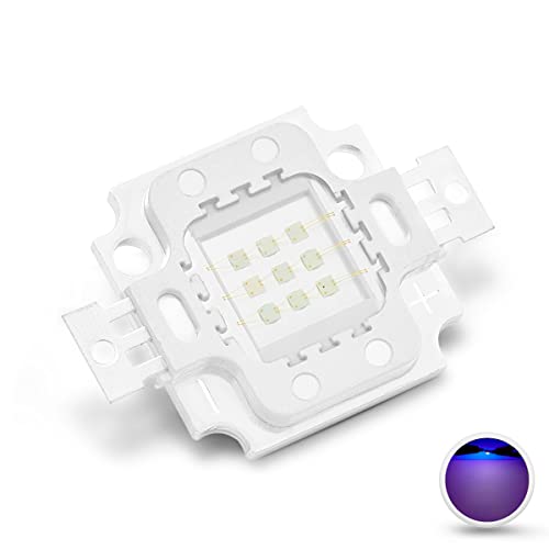 CHANZON High Power Led Chip 10W Purple Ultraviolet (UV 425nm / 900mA / DC 9V - 11V / 10 Watt) SMD COB Light Emitter Components Diode 10 W Ultra Violet Bulb Lamp Beads DIY Lighting
