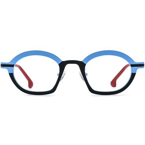 Image of FONEX Colorful Pure Titanium Glasses Frame Women Retro Round Eyeglasses