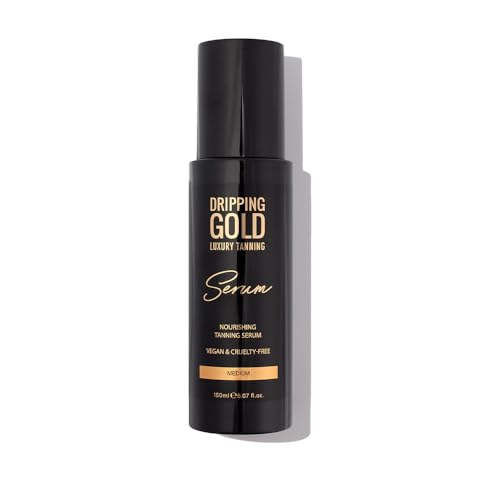Dripping Gold Luxury Tanning Serum – Autoabbronzante idratante con squalano, rosa canina e acido ialuronico – senza striature, Golden Olive Glow – ad assorbimento rapido e di lunga durata – 150 ml