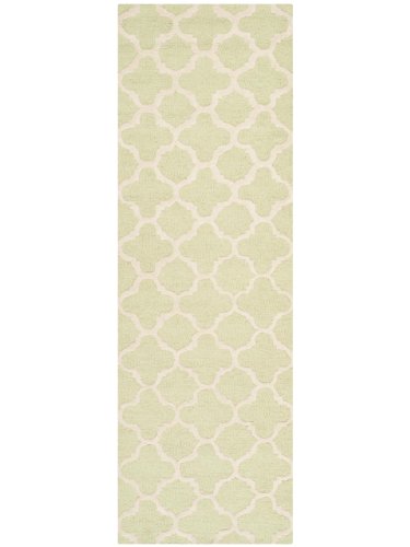 Safavieh Geometric Indoor Hand Tufted Accent Area Rug, Cambridge Collection, CAM130, in Light Green / Ivory