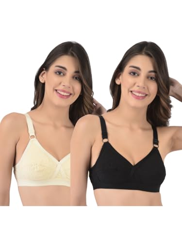 Image of Softline Women's 100% Cotton Wire-Free Non-Padded B-Cup Bra Combo | Full Coverage, Breathable & Skin-Friendly for All-Day Comfort | Supportive Fit for Daily & Casual Wear | Pack of 2