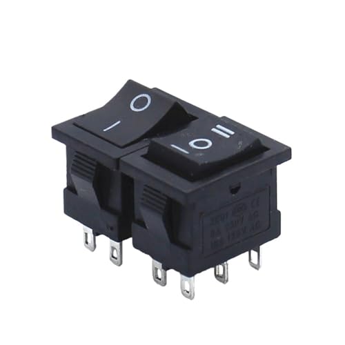 Interrupteur à bascule KCD1 noir 6 broches AC 250V pour bateau et modèle 21x15mm