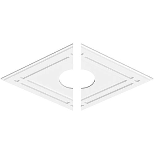 Image of Ekena Millwork CMP36X24DD2-07000 Diamond Architectural Grade PVC Contemporary, Two Piece Urethane Ceiling Medallions 36 inchW x 24 inchH x 7 inchID x 12 3 /4 inchC x 1 inchP