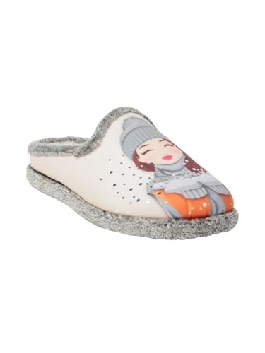 Chaussons chenille femme avec semelle amovible lavable beige pointure 38