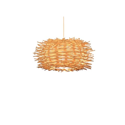 Plafonnier en bambou naturel et rotin d'art fait main au design moderne unique
