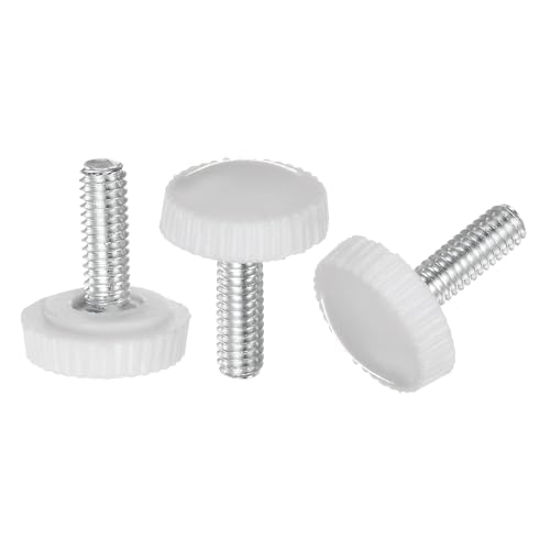 uxcell 30pcs M4 x 12mm Metric Male Thread Knurled Knobs, Thumb Screw Clamping Knobs Grip Plastic Handle Hand Knobs with Threaded Stud, White