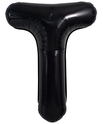 Toniful 40 Inch Large Black T Letter Balloons Jumbo Helium Balloons,Foil Mylar Big Alphabet Balloons For Birthday Party Anniversary Supplies Decorations #TOP20