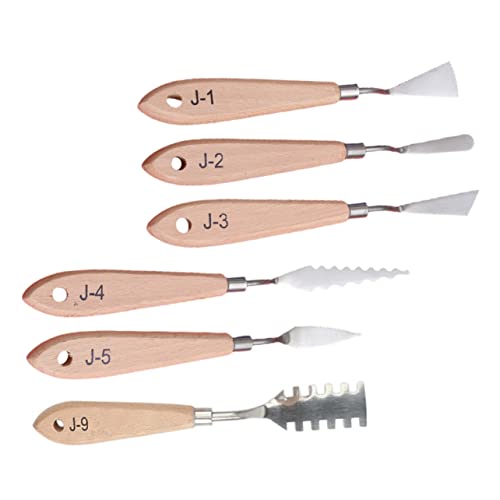 JEWEDECO 6pcs Oil Painting Knives Art Knife Set Oil Painting Scrapers Spatulas for Artists
