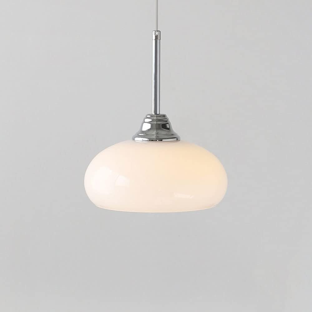 Vfdaswqq Chrome Lamp, Art Milk Glass Drum Chandelier Farmhouse Vintage Large For(,White Shade)