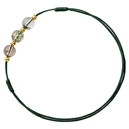 Tobillera de cristal verde y cuerda trenzada para regalar a mujeres detallistas