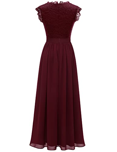 Image of Dressystar Women's V Neck Sleeveless Lace Bridesmaid Dress Wedding Party Gown