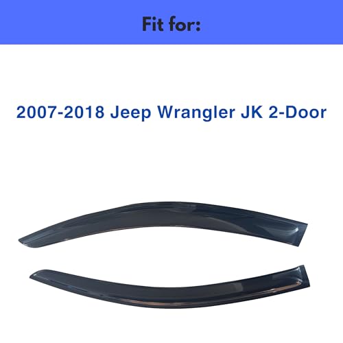 Image of IG Window Visors Fit for 2007-2018 Jeep Wrangler JK (2-Door), Out-Channel Rain Guards Vent Wind Deflectors 2PC, Car Accessories for 07-18 Wrangler JK (2-Door Only)