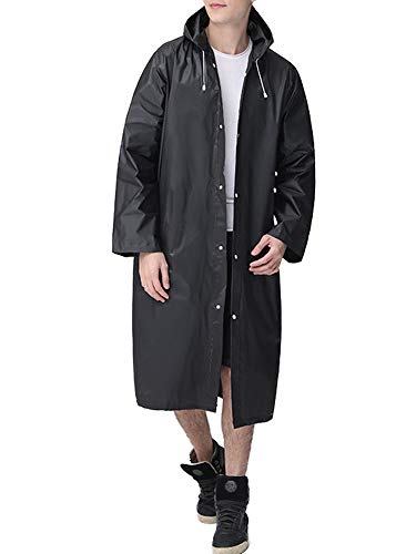 Staright Homens Capa de Chuva EVA Meio Ambiente À Prova D 'Água Reutilizável Com Capuz Decote Manga