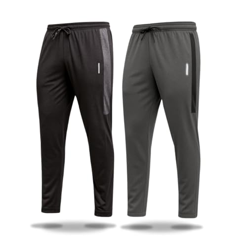 Kit 2 Calças Masculinas Esportivas Slim Fit Preto e Cinza Mescla ...
