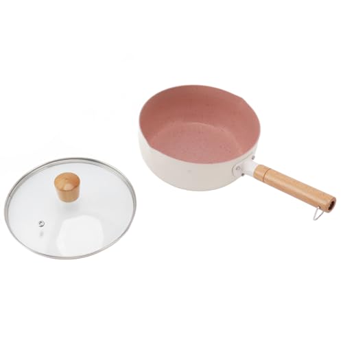 DAUZ Olla Pequeña Antiadherente para Salsa, Olla Antiadherente Ligera, Utensilios de Cocina, de Madera Blanca, Ahorro de Energía para el Hogar, Apartamento, Dormitorio (18 cm)