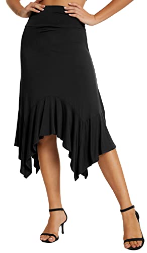 Urban CoCo Women's Flowy Stretchy Skirt Handkerchief Hemline Midi Skirt3