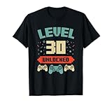 level 30 unlocked, 30° compleanno regalo retrò vintage gamer maglietta