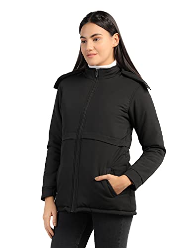 Image of CHKOKKO Women's Polyester Standard Length Winter Quilted Jacket (Black, 3XL)