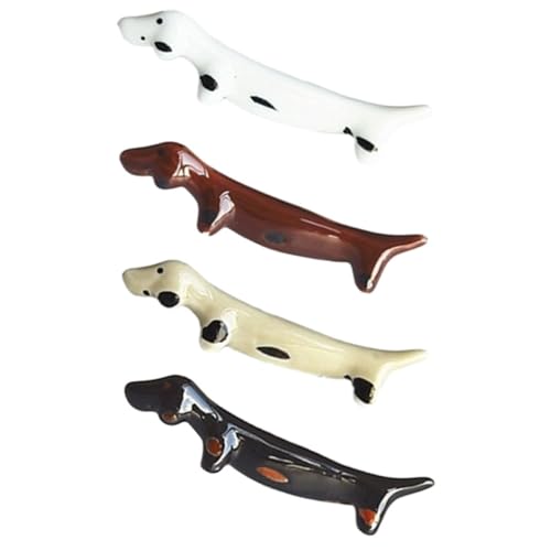 Healeved Soporte de Cerámica para Palillos Diseño de Perro Caricatura Juego de 4 Piezas en y Organizador de Cubiertos para Mesa y Utensilios de Cocina