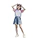 3-4 Years Bow Tie Denim Shorts for Girls Cute Summer Elastic Waist Jean Shorty Trendy Fashion Clothes for School Play Outdoor Daily Blue