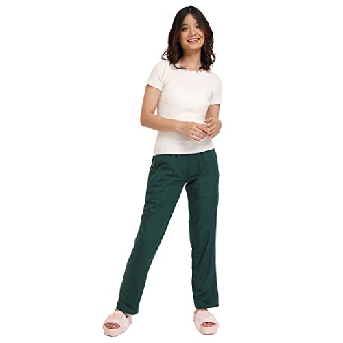 Image of Bewakoof Women's Solid Regular Fit Poplin Pyjamas