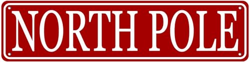 North Pole Street Sign Rustic Metal Tin Sign Home Outdoor Art Wall Decor 4x16Inch