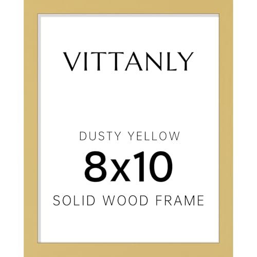Vittanly 8x10 Picture Frame, Solid Wood Frame with Plexiglass, Dusty Yellow