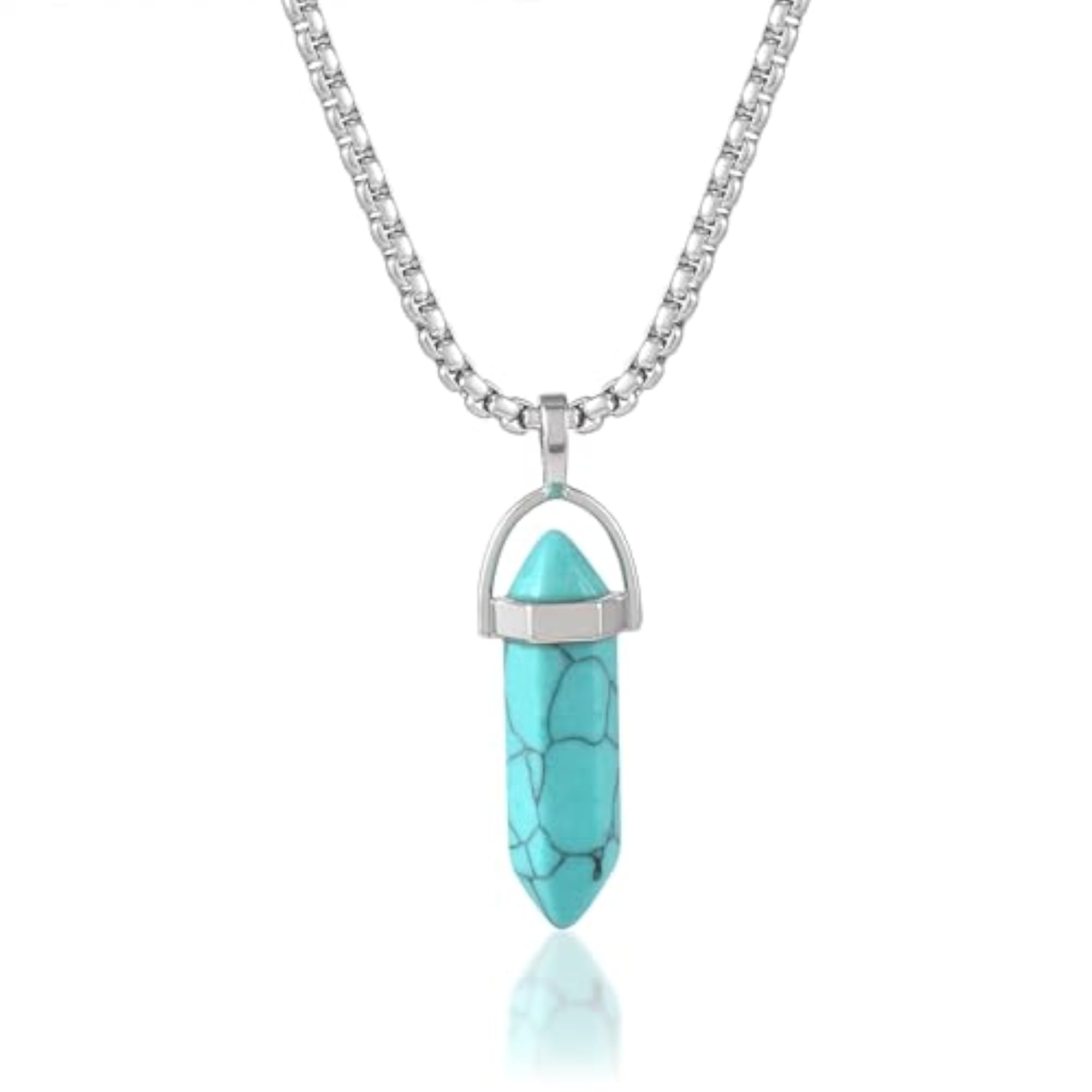 Natural Turquoise Hexagonal Pendant Necklace