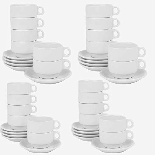 Holst Porzellan/Germany GSV 009 Juego de 24 Tazas apilable con platillo, blanco, 14.5 x 14.5 x 6.5 cm