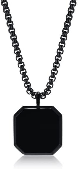 Men's Jewellery Black Silver Chain For Men Boys Geometric Stainless Steel Black Silver Locket Pendant Necklace Chain For Men Boys For Husband Gift Chains