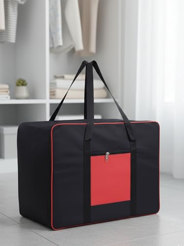 BB BACKBENCHERS Collapsible Fabric Storage Cubes Organizer with Handles Foldable Storage Baskets for Organizing Toys, Books, Shelves, Closet, Large Storage Box with Handles (Black Red (Pack of 1))