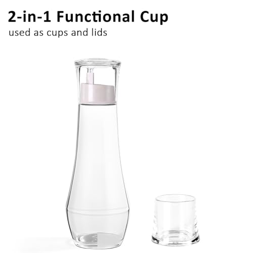 ZOBONETI Mundspülspender, Glas für Badezimmer, Glas-Mundspülspender mit Tasse, Mundspülbehälter, Flaschenhalter für Erwachsene/Kinder, 250 ml, 1P